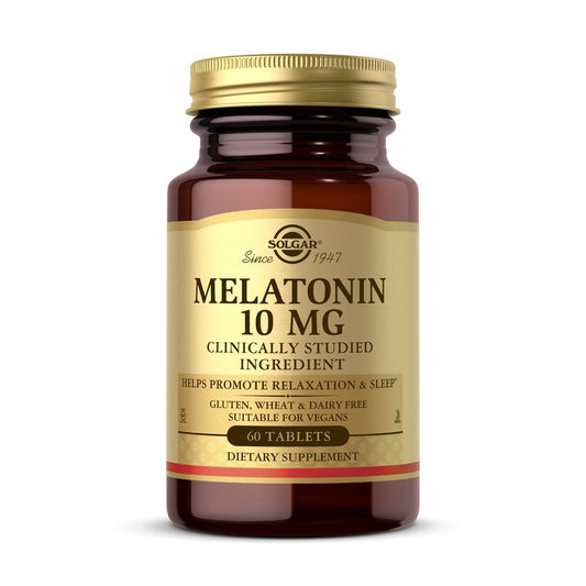 Solgar Melatonin 10 mg – Hochdosiertes Melatonin zur Förderung von Entspannung und Schlaf, klinisch geprüfter Inhaltsstoff, vegan, 60 Tabletten