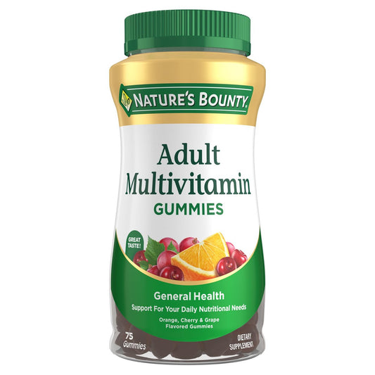 Nature's Bounty Multivitamin Gummies für Erwachsene – Tägliche Nährstoffversorgung mit Orangen-, Kirsch- und Traubengeschmack, 75 Gummis