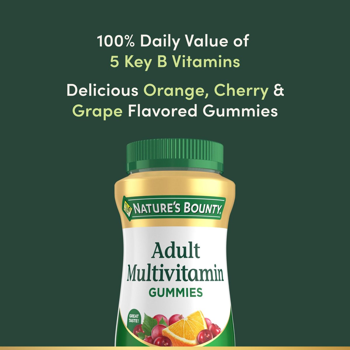 Nature's Bounty Multivitamin Gummies für Erwachsene – Tägliche Nährstoffversorgung mit Orangen-, Kirsch- und Traubengeschmack, 75 Gummis