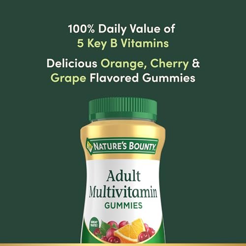 Nature's Bounty Multivitamin Gummies für Erwachsene – Tägliche Nährstoffversorgung mit Orangen-, Kirsch- und Traubengeschmack, 75 Gummis