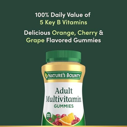Nature's Bounty Multivitamin Gummies für Erwachsene – Tägliche Nährstoffversorgung mit Orangen-, Kirsch- und Traubengeschmack, 75 Gummis