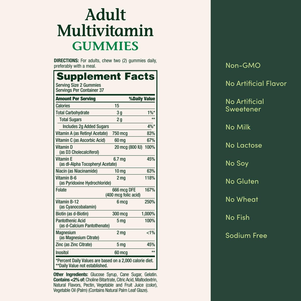 Nature's Bounty Multivitamin Gummies für Erwachsene – Tägliche Nährstoffversorgung mit Orangen-, Kirsch- und Traubengeschmack, 75 Gummis