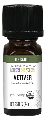 Aura Cacia Bio-zertifiziertes reines Vetiver-Öl, 0,25 Fl. Oz.