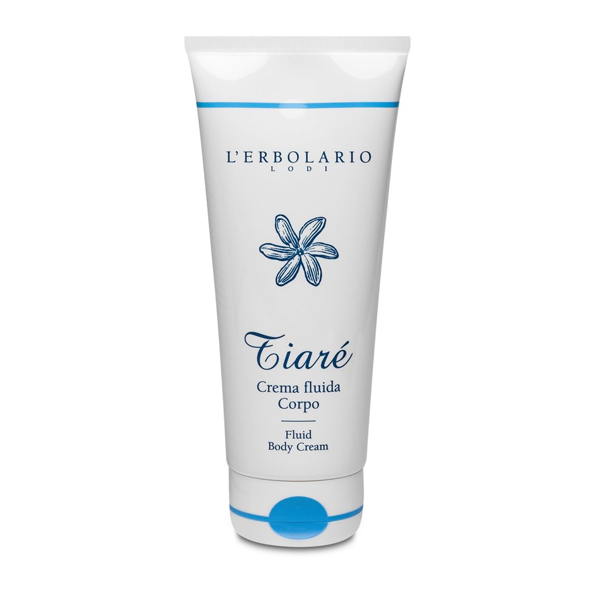 L’Erbolario Flüssige Körpercreme – Feuchtigkeitsspendende Body Butter – Nährende Creme für einen gleichmäßigen Teint – Hautpflege mit Sheabutter, Kokosmilch – Tiaré – 200 ml