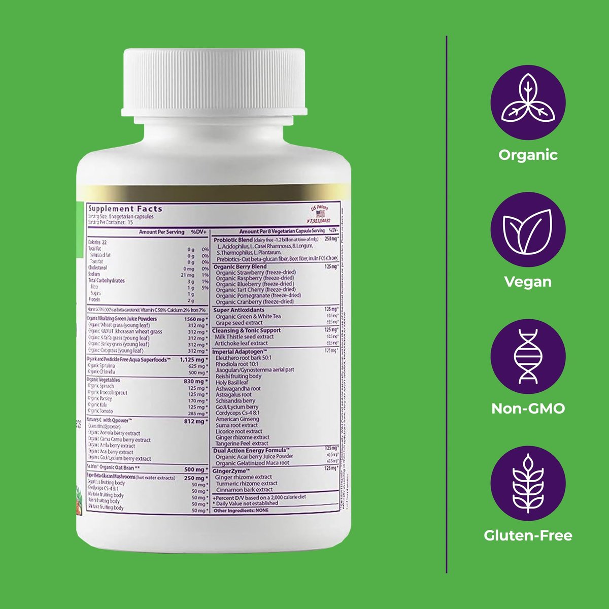 Paradise Herbs ORAC Energy Superfood Kapseln – 42+ Bio & Wildkräuter, Probiotika & Enzyme, 120 Kapseln