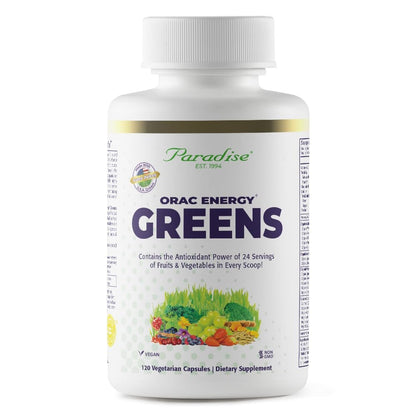 Paradise Herbs ORAC Energy Superfood Kapseln – 42+ Bio & Wildkräuter, Probiotika & Enzyme, 120 Kapseln