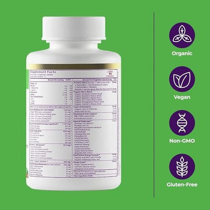 Paradise Herbs ORAC Energy Superfood Kapseln – 42+ Bio & Wildkräuter, Probiotika & Enzyme, 120 Kapseln