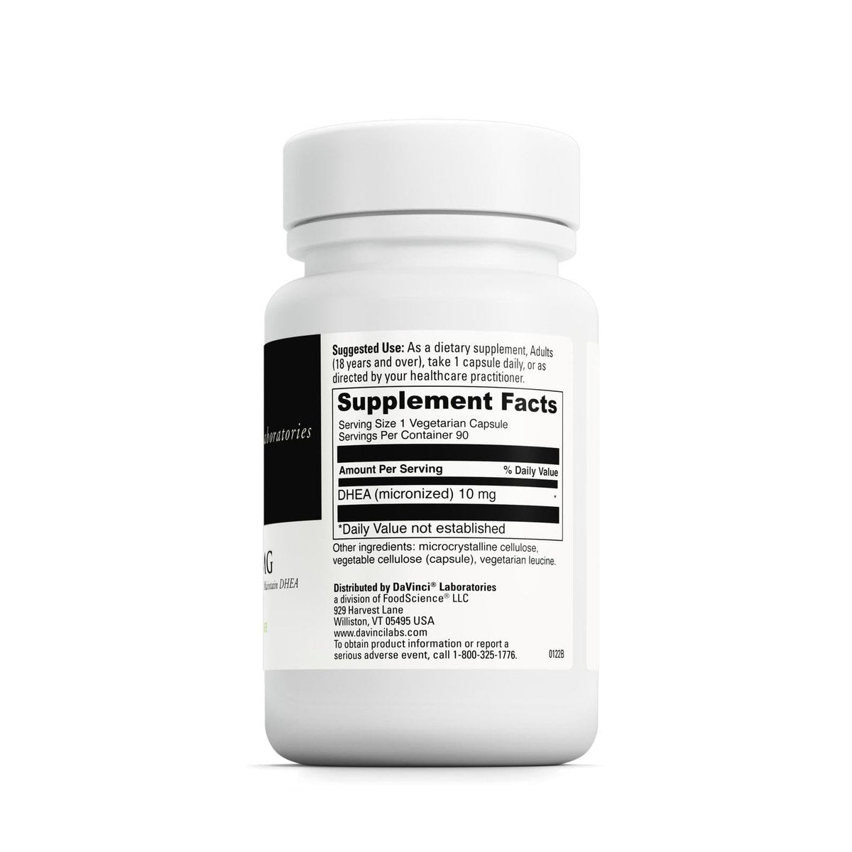 DAVINCI Labs Mikronisiertes DHEA 10 mg – Unterstützt gesundes Altern, Hormonhaushalt, Gehirngesundheit, Schilddrüsenfunktion & mehr – Vegetarisch, Glutenfrei – 90 Kapseln