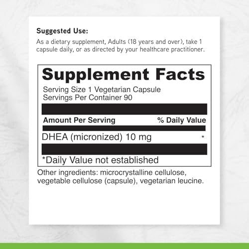 DAVINCI Labs Mikronisiertes DHEA 10 mg – Unterstützt gesundes Altern, Hormonhaushalt, Gehirngesundheit, Schilddrüsenfunktion & mehr – Vegetarisch, Glutenfrei – 90 Kapseln