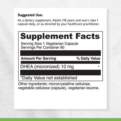 DAVINCI Labs Mikronisiertes DHEA 10 mg – Unterstützt gesundes Altern, Hormonhaushalt, Gehirngesundheit, Schilddrüsenfunktion & mehr – Vegetarisch, Glutenfrei – 90 Kapseln