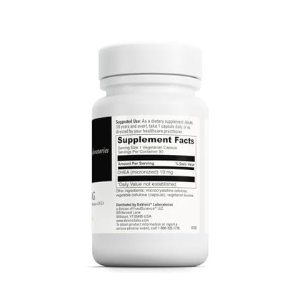 DAVINCI Labs Mikronisiertes DHEA 10 mg – Unterstützt gesundes Altern, Hormonhaushalt, Gehirngesundheit, Schilddrüsenfunktion & mehr – Vegetarisch, Glutenfrei – 90 Kapseln