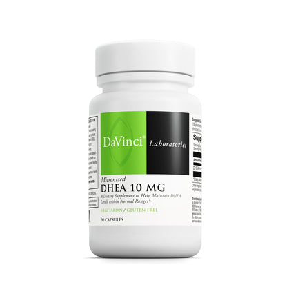 DAVINCI Labs Mikronisiertes DHEA 10 mg – Unterstützt gesundes Altern, Hormonhaushalt, Gehirngesundheit, Schilddrüsenfunktion & mehr – Vegetarisch, Glutenfrei – 90 Kapseln