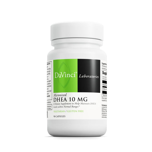 DAVINCI Labs Mikronisiertes DHEA 10 mg – Unterstützt gesundes Altern, Hormonhaushalt, Gehirngesundheit, Schilddrüsenfunktion & mehr – Vegetarisch, Glutenfrei – 90 Kapseln