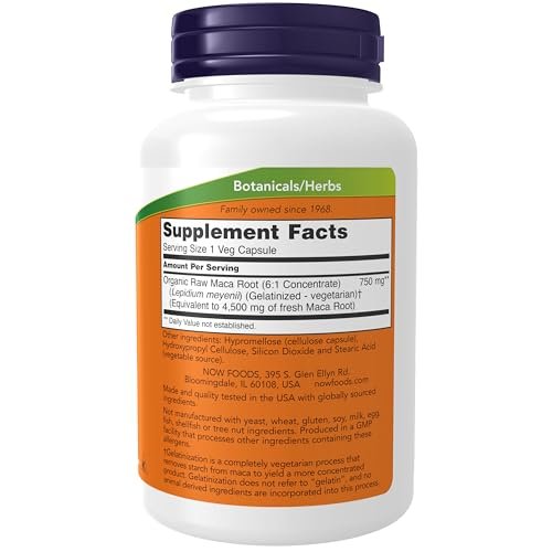 NOW Foods Maca 750 mg Rohkapseln - Unterstützung der reproduktiven Gesundheit*, 90 vegane Kapseln