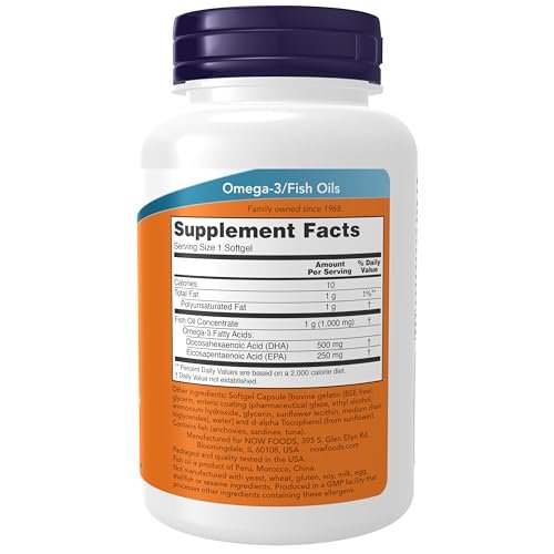 NOW Foods DHA-500 mit 250 EPA – 90 Softgels, Molekulardestilliert, Unterstützt die Gehirngesundheit