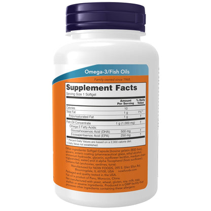 NOW Foods DHA-500 mit 250 EPA – 90 Softgels, Molekulardestilliert, Unterstützt die Gehirngesundheit