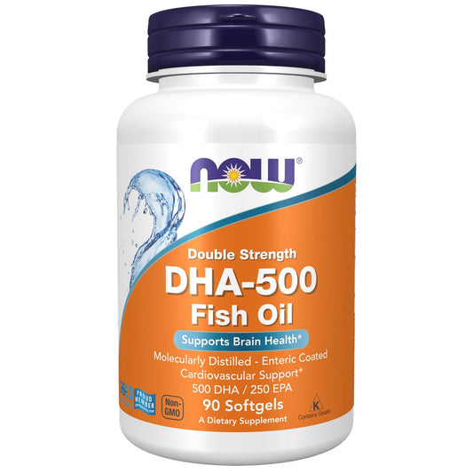 NOW Foods DHA-500 mit 250 EPA – 90 Softgels, Molekulardestilliert, Unterstützt die Gehirngesundheit