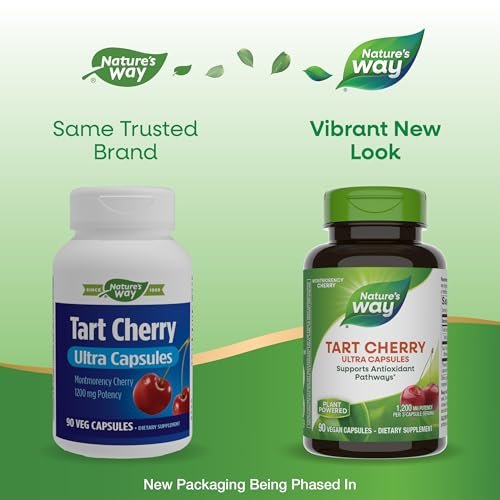 Nature's Way Tart Cherry Ultra Kapseln, Montmorency Sauerkirsche, Anthocyane für antioxidative Unterstützung*, 1.200 mg pro 3-Kapsel-Portion, 90 vegane Kapseln