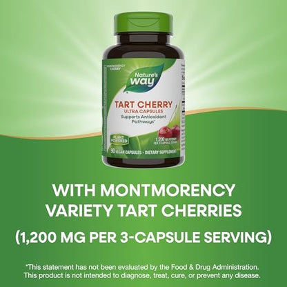 Nature's Way Tart Cherry Ultra Kapseln, Montmorency Sauerkirsche, Anthocyane für antioxidative Unterstützung*, 1.200 mg pro 3-Kapsel-Portion, 90 vegane Kapseln