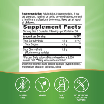 Nature's Way Tart Cherry Ultra Kapseln, Montmorency Sauerkirsche, Anthocyane für antioxidative Unterstützung*, 1.200 mg pro 3-Kapsel-Portion, 90 vegane Kapseln