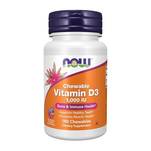 NOW Foods Vitamin D-3 1.000 IE Kautabletten mit natürlichem Fruchtgeschmack, 180 Stück