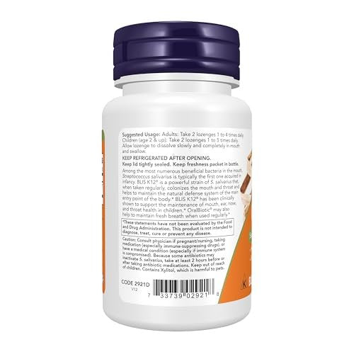 NOW Foods OralBiotic™ Lutschtabletten für Erwachsene und Kinder, 60 Lutschtabletten