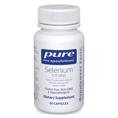 Pure Encapsulations Selen (Citrat) – 60 Kapseln – Immunsystem & Zelluläre Gesundheit – Antioxidans – Unterstützt die Durchblutung – Glutenfrei & Vegan