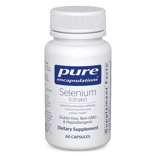Pure Encapsulations Selen (Citrat) – 60 Kapseln – Immunsystem & Zelluläre Gesundheit – Antioxidans – Unterstützt die Durchblutung – Glutenfrei & Vegan