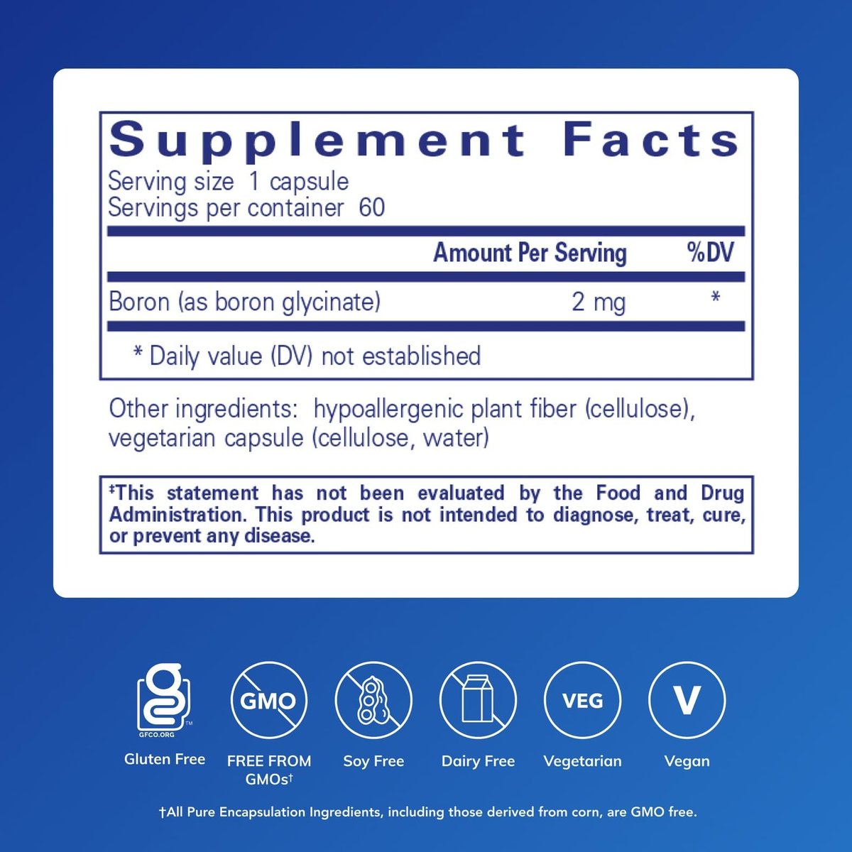 Pure Encapsulations Bor (Glycinat) – Nahrungsergänzungsmittel für Hormonbalance, Knochenstärke, Bindegewebe und Nährstoffstoffwechsel* | 60 Kapseln