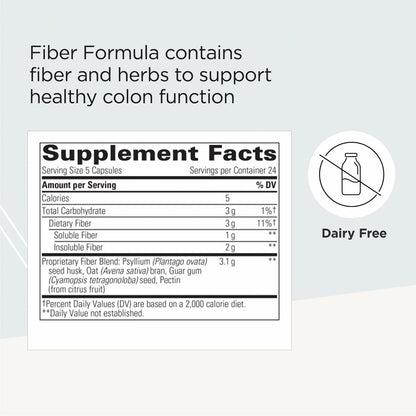 Integrative Therapeutics Fiber Formula – Ballaststoffpräparat für gesunde Verdauung und Darmflora – 120 Kapseln (24 Portionen) – vegan & laktosefrei