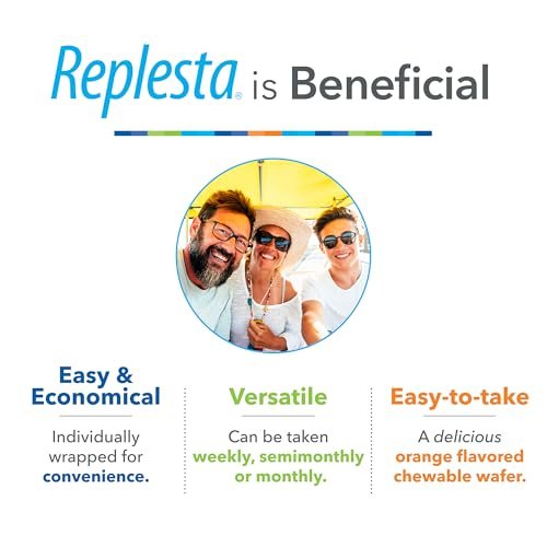 Replesta 50.000 IE Vitamin D3 Cholecalciferol – Wöchentliche Kautablette gegen Vitamin-D-Mangel, natürlicher Orangengeschmack, 4 Stück (1 Packung)