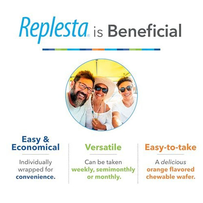 Replesta 50.000 IE Vitamin D3 Cholecalciferol – Wöchentliche Kautablette gegen Vitamin-D-Mangel, natürlicher Orangengeschmack, 4 Stück (1 Packung)