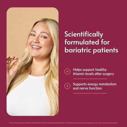 Bariatric Advantage Vitamin B1 Thiamin - 100 mg Thiaminmononitrat - Leicht verdaulich - Entwickelt für bariatrische Patienten - Unterstützt die Energieproduktion* - 90 Kapseln