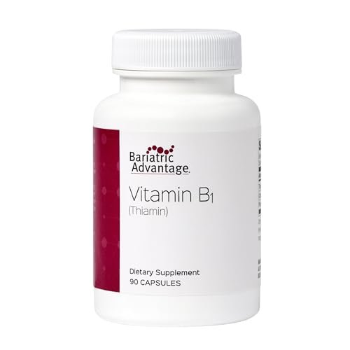 Bariatric Advantage Vitamin B1 Thiamin - 100 mg Thiaminmononitrat - Leicht verdaulich - Entwickelt für bariatrische Patienten - Unterstützt die Energieproduktion* - 90 Kapseln