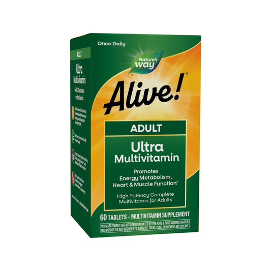 Nature's Way Alive! Erwachsene Ultra Multivitamine – Unterstützt Energiestoffwechsel, Herz- und Muskelfunktion* – mit B-Vitaminen inkl. methyliertem B12 – glutenfrei – 60 Tabletten