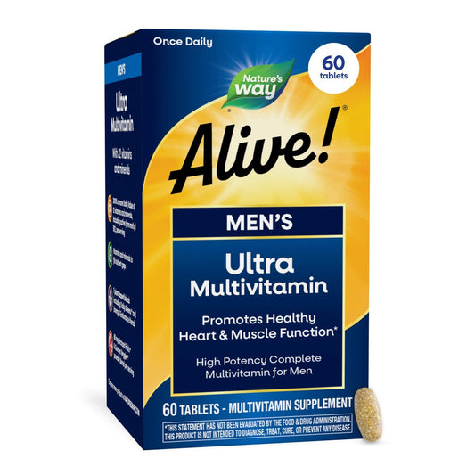 Nature's Way Alive! Men's Once Daily Ultra Potency Multivitamin Tabletten – Hochwertiges Männervitamin für Herz- und Muskelfunktion, B-Vitamine, Zink und Antioxidantien, 60 Tabletten
