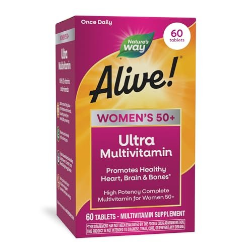 Nature's Way Alive! Ultra Potency Multivitamin für Frauen 50 Plus – Hochpotente Formel mit Vitamin D3, C, E, methyliertem B12 – Unterstützt Herz, Gehirn und Knochengesundheit*, 60 Tabletten