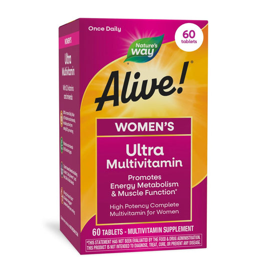 Nature's Way Alive! Ultra Multivitamin für Frauen – Tägliche Frauenvitamine mit hoher Potenz, fördert Energie und Muskelfunktion, Vitamin A, C, D, methyliertes B12, 60 Tabletten