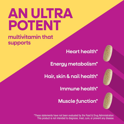 Nature's Way Alive! Ultra Multivitamin für Frauen – Tägliche Frauenvitamine mit hoher Potenz, fördert Energie und Muskelfunktion, Vitamin A, C, D, methyliertes B12, 60 Tabletten