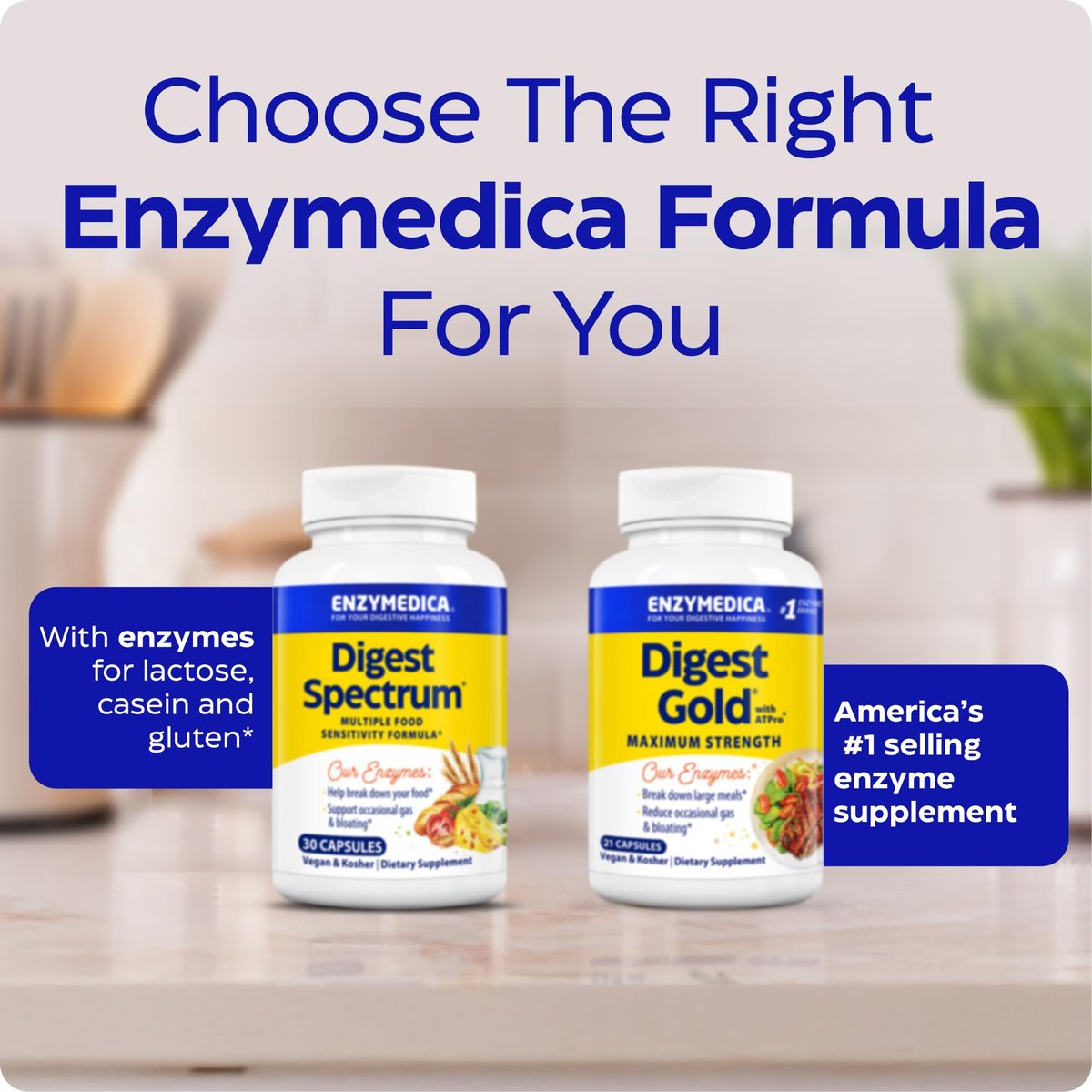 Enzymedica Digest Spectrum – Fortschrittliche Verdauungsenzyme für Frauen und Männer, unterstützt die Verdauung und multiple Nahrungsmittelunverträglichkeiten, schnell wirkende Formel gegen Blähungen und Völlegefühl, 30 Kapseln