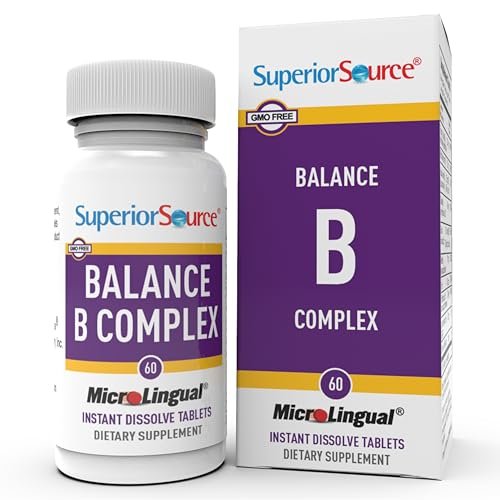 Superior Source Balance B-Komplex – Energie-Supplement mit Folsäure & B-Vitaminen – Unterstützt Herz- & Muskelgesundheit – Stärkt das Immunsystem – 60 Instant-Lösung-Tabletten