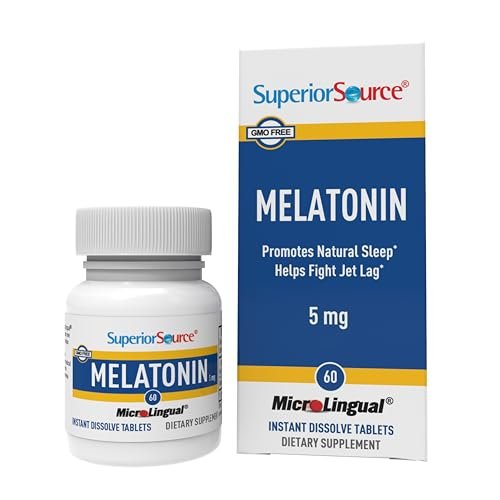 Superior Source Melatonin 5 mg – Gesunder Schlafunterstützung für Erwachsene – Melatonin-Formel mit Kamille zur Entspannung & erholsamen Schlaf – 60 sublinguale Schmelztabletten