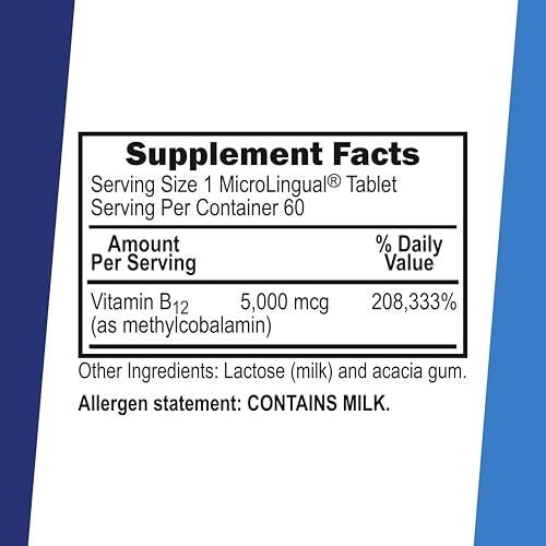 Superior Source No Shot Methylcobalamin B-12 5000 mcg – Vitamin B-12 zur Unterstützung der Energieproduktion, Gehirngesundheit & des allgemeinen Wohlbefindens – Sublingualtabletten für schnelle Absorption – 60 lösliche Tabletten
