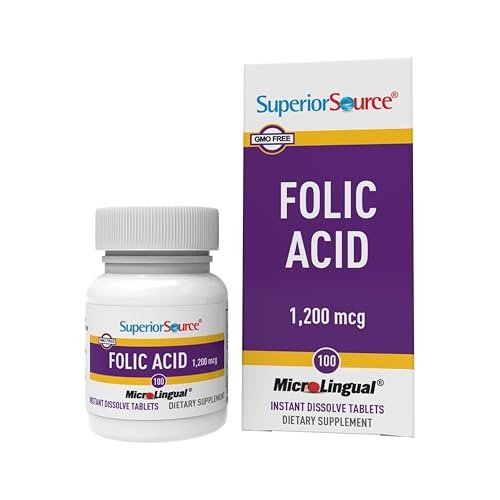 Superior Source Folsäure 1200 mcg – 100 sublinguale Tabletten für Herz, Immunsystem und Nervensystem