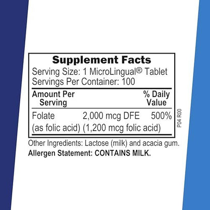 Superior Source Folsäure 1200 mcg – 100 sublinguale Tabletten für Herz, Immunsystem und Nervensystem