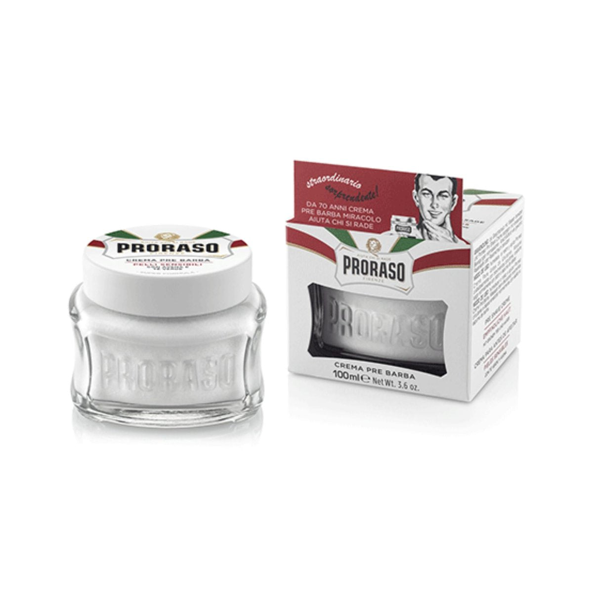 Proraso Pre-Shave Conditioning Cream - Haferflocken & Grüner Tee - Pflegende & sanfte Formel für empfindliche Haut - Premium italienische Pre-Shave Cream - 100 ml