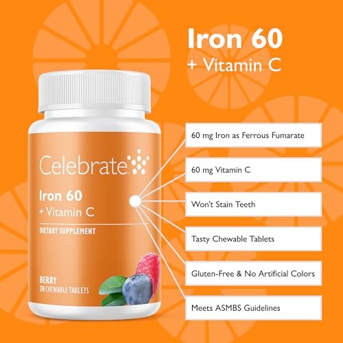 Eisenpräparat mit 60mg Eisen & Vitamin C – Beeren-Chewables für Bariatrie-Patienten, Magenbypass & Schlauchmagen-Unterstützung – 30 Tabletten für die Gesundheit nach der Operation