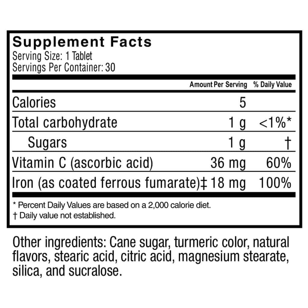Eisenpräparat mit 60mg Eisen & Vitamin C – Beeren-Chewables für Bariatrie-Patienten, Magenbypass & Schlauchmagen-Unterstützung – 30 Tabletten für die Gesundheit nach der Operation