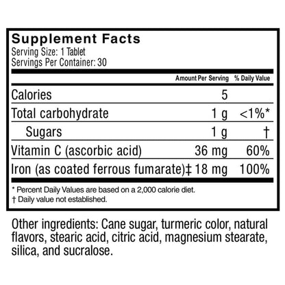 Eisenpräparat mit 60mg Eisen & Vitamin C – Beeren-Chewables für Bariatrie-Patienten, Magenbypass & Schlauchmagen-Unterstützung – 30 Tabletten für die Gesundheit nach der Operation