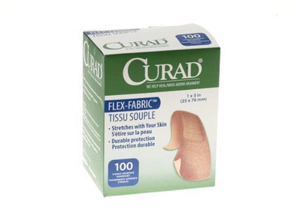 CURAD Flex-Fabric Pflaster, 1 Zoll x 3 Zoll, Packung mit 100 Stück